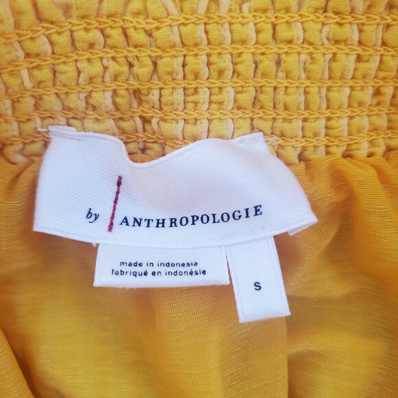 Anthropologie strapless womens top in yellow seersucker SIZE - S - Picture 3 of 8